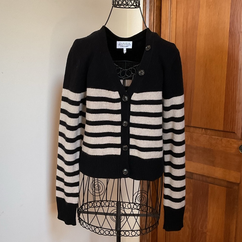 Frame x Claudia Schiffer Striped Cashmere Cardigan - Picture 2 of 9